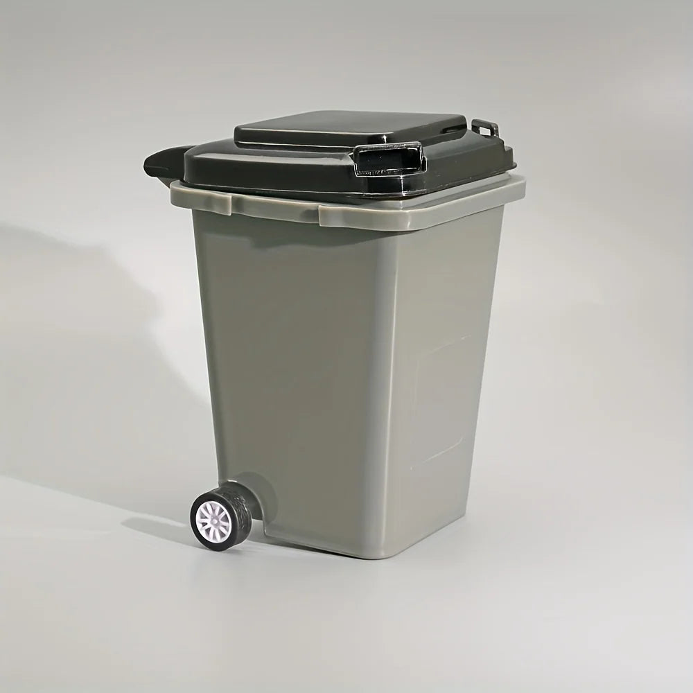 1pc Portable Mini Office Desk Trash Bin Pen Holder - Office Supplies Storage