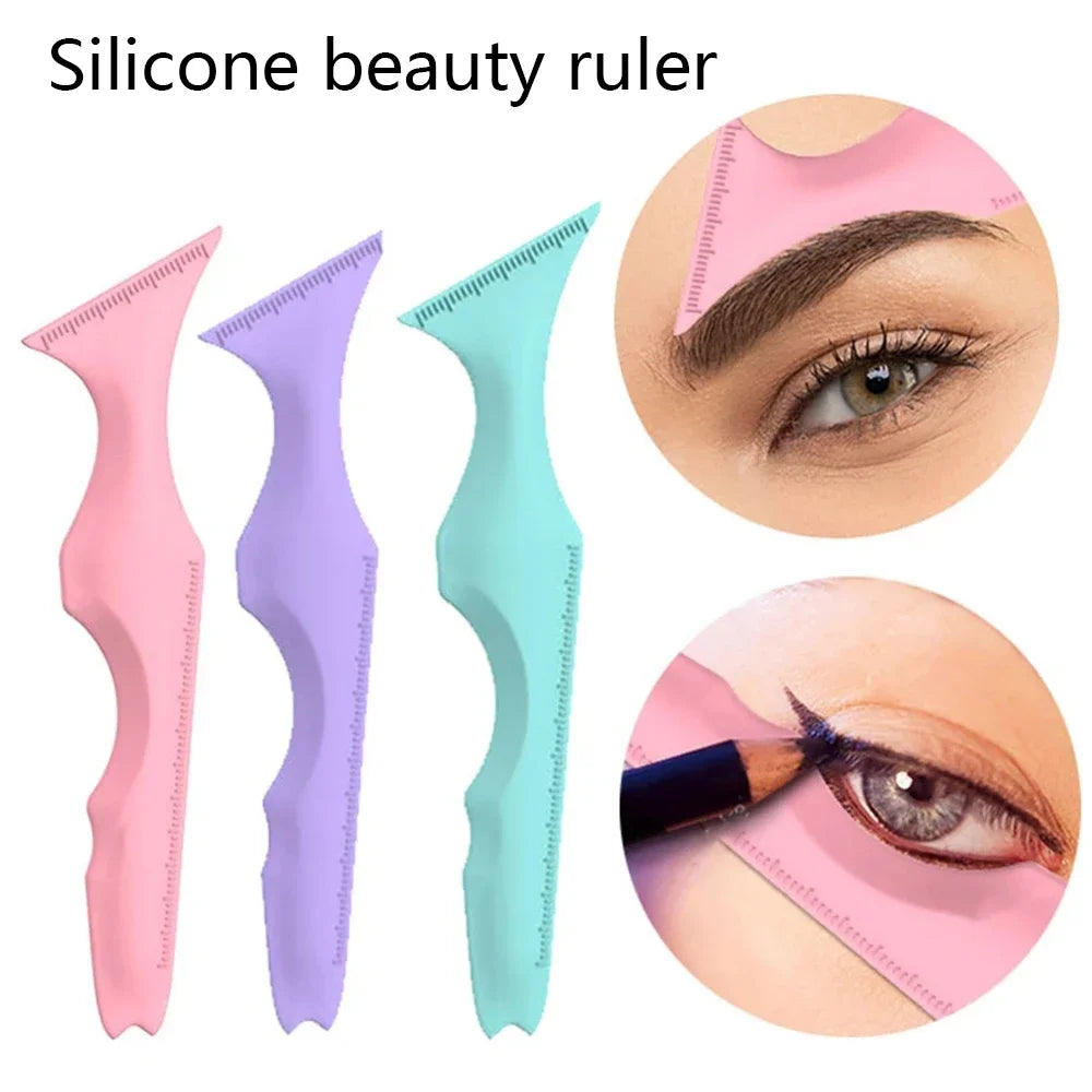 Blushimmer CNK 5-in-1 silicone beauty ruler with reusable eyeliner stencils, winged tip eyeliner, eyebrow stencil, and makeup tool