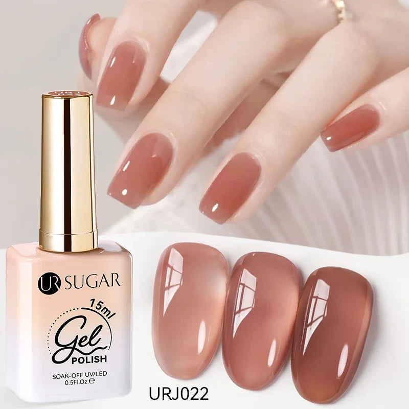 Blushimmer UR Sugar 15ml translucent white jelly gel polish for semi-permanent UV nail art and soak-off gel varnish.