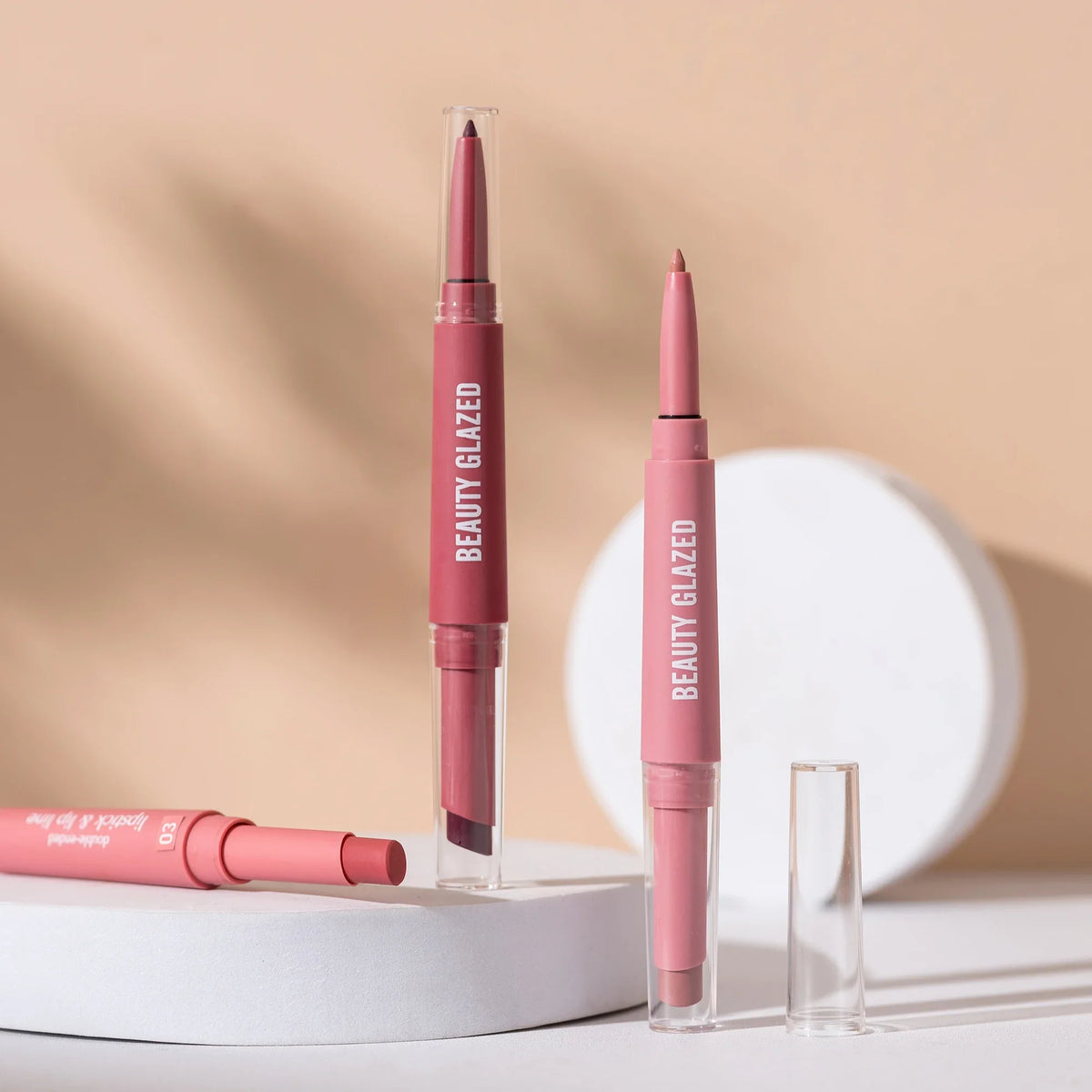 Blushimmer 2-in-1 lip liner and lipstick pen with waterproof, long-lasting matte finish, suitable for daily use.