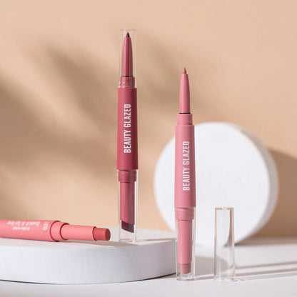 Blushimmer 2-in-1 lip liner and lipstick pen with waterproof, long-lasting matte finish, suitable for daily use.