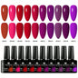 Blushimmer 10-piece nail gel polish set with vibrant shades, HEMA-free, ideal for DIY nail art, UV/LED compatible, long-lasting manicure kit