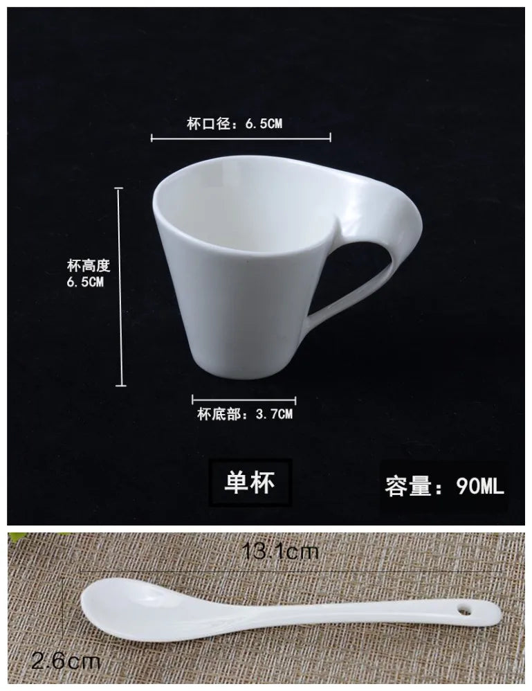 Creative Wavy Ceramic Espresso Cup Home Breakfast Dessert Milk Mug White Porcelain Coffee Cup Couple Mug Gift Home Decor Modern