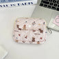 Blushimmer cute cartoon travel cosmetic bag with lipstick, earphone, and card compartments, portable makeup organizer for women