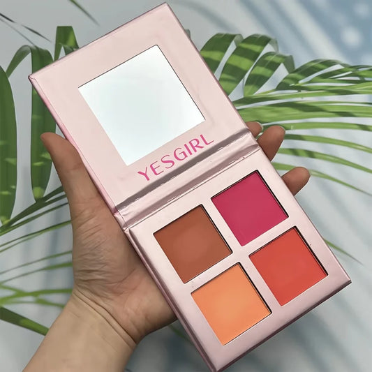 Blushimmer CLEARANCE SAL four-color matte powder blusher with soft fog finish and light red hue, perfect for natural holiday makeup.