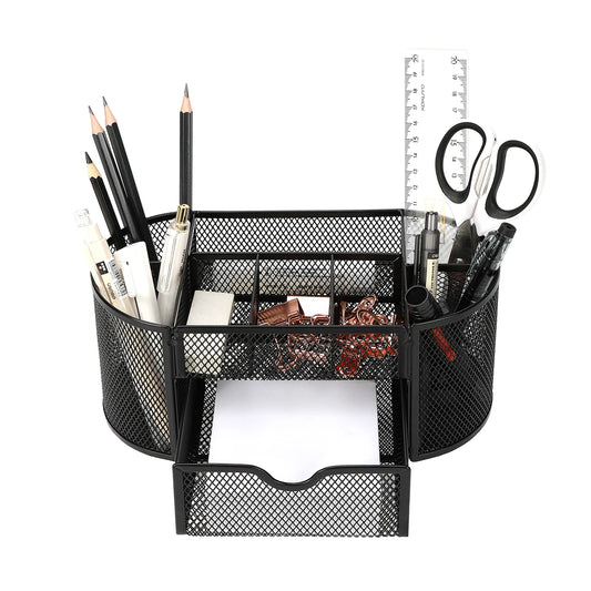 Mesh Desk Organizer Sturdy Metal Pen Stand Student Stationery Office Supplies