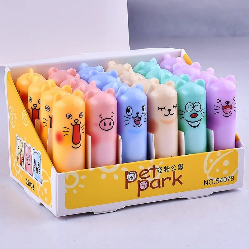 Set of 24 Blushimmer bear-shaped clear fruit-flavored lip balms with moisturizing formula for kids' lip care and party gifts