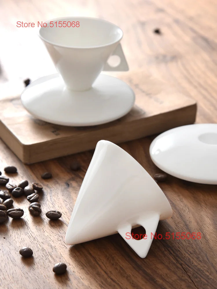 Artistic Creative Cone Espresso Coffee Mug And Tray Set Black Coffee Cup Demitasse For Cafe Bone China ESPRESSO SHOT Tea Tumbler