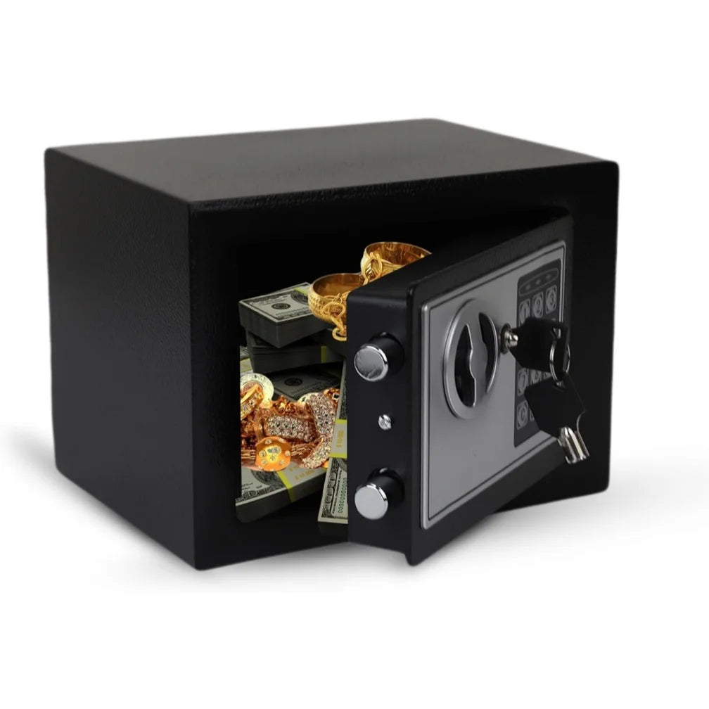 Electronic Safe Box with Digital Code Lock Emergency Key for Cash Passport Documents Jewelry Home Security