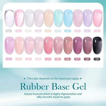 Blushimmer BORN PRETTY Milky Jelly Rubber Base Gel for gel nail polish, nude color, 15ml, self-leveling UV soak-off semi-permanent gel