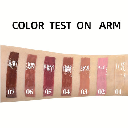 Blushimmer Hydrating Crystal Lip Oil in tinted gloss, featuring a clear, shiny tube and applicator, designed for plumping and moisturizing lips.