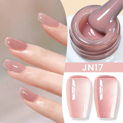 Blushimmer BORN PRETTY Jelly Nude Gel Nail Polish in light pink peach, translucent, 10ml UV cure gel for nail art at home