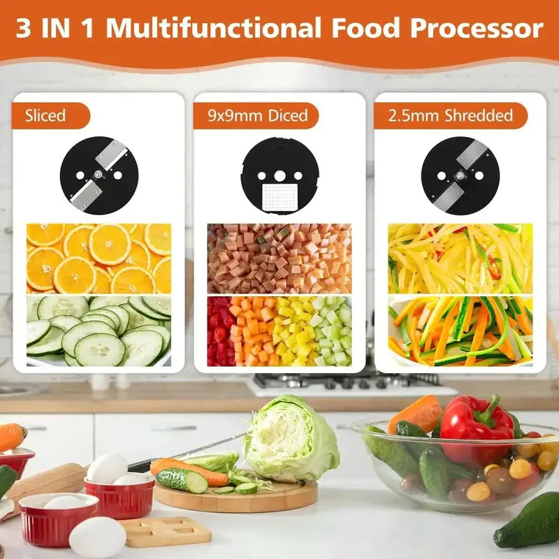 Commercial Vegetable Chopper 3 in1 Multifunctional Electric Cutting Machine Carrot Potato Slice Shred Diced Food Processor