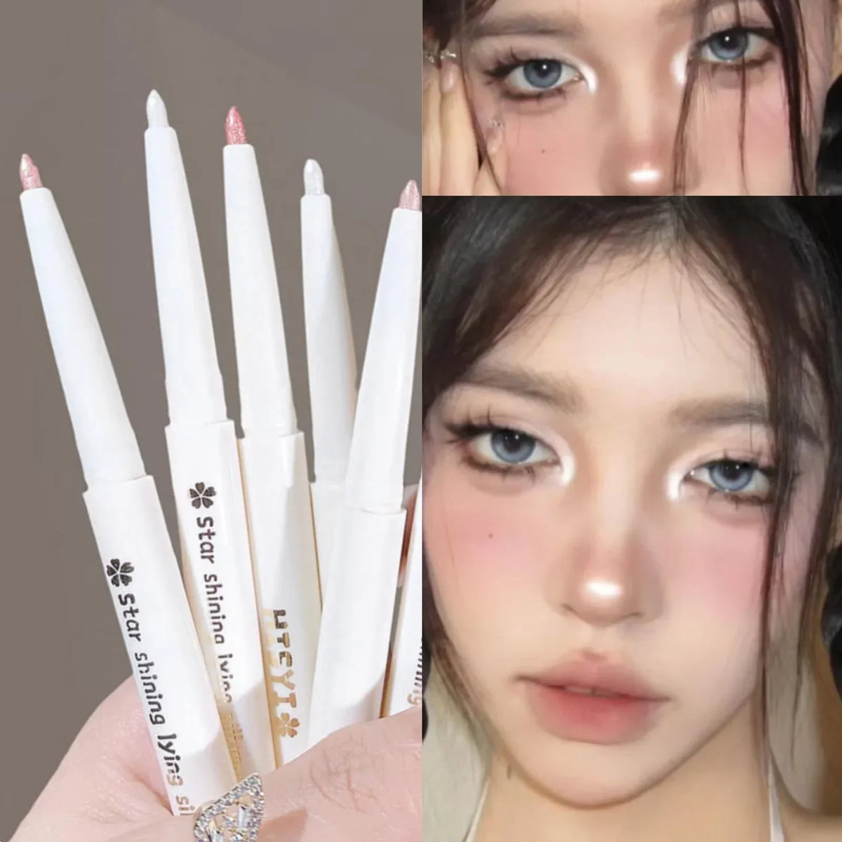 Blushimmer Hisyi 2-in-1 lying silkworm eyeliner and highlighter pen with sleek black design and precise tip for eye makeup.