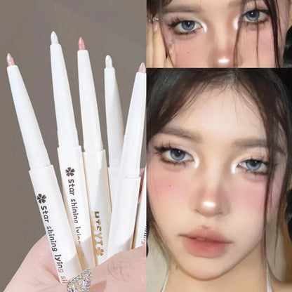 Blushimmer Hisyi 2-in-1 lying silkworm eyeliner and highlighter pen with sleek black design and precise tip for eye makeup.