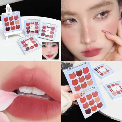 9 Color Velvet Matte Lipstick Palette Cream Texture Soft Mist Lip Mud Natural Long-Lasting Non-Drying Solid Lip Gloss Set Makeup