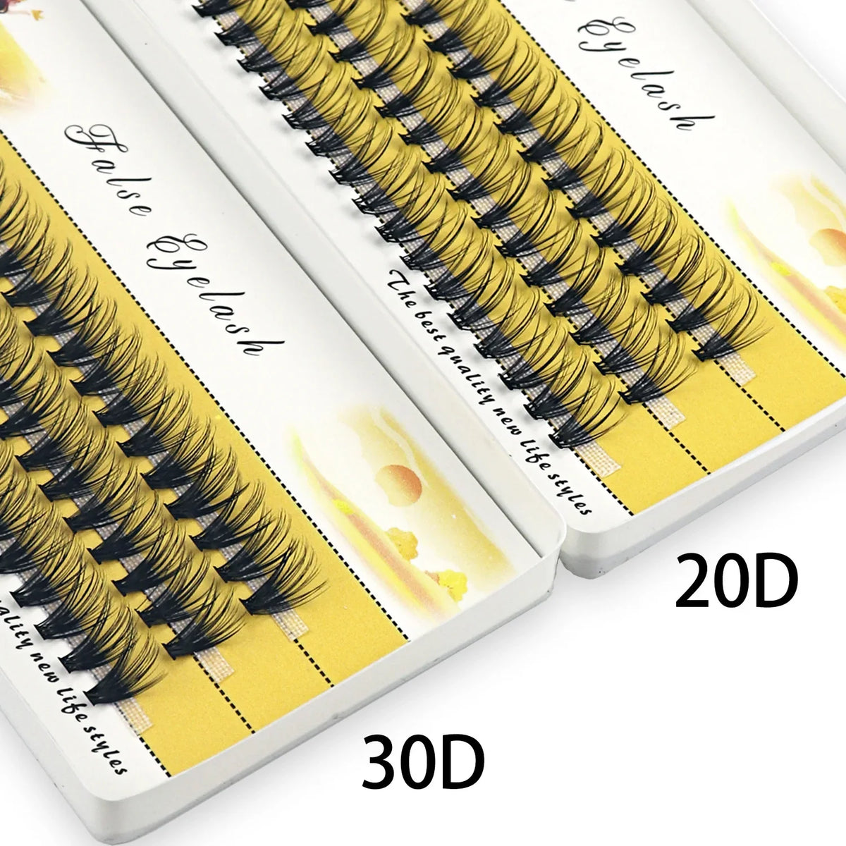 Blushimmer 20D/30D Mink Eyelashes in a box with 60 bundles, natural 3D Russian eyelash extensions and individual lash clusters.