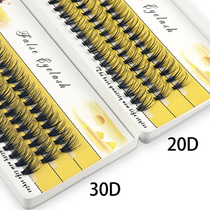 Blushimmer 20D/30D Mink Eyelashes in a box with 60 bundles, natural 3D Russian eyelash extensions and individual lash clusters.