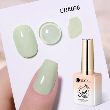 Blushimmer UR Sugar 15ml jelly milky white translucent gel polish for semi-permanent UV nail art and soak-off gel varnish.