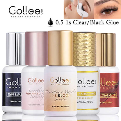Blushimmer Gollee 1s Dry Eyelashes Adhesive with floral fragrance, waterproof lash extension glue and bonder for professional application.