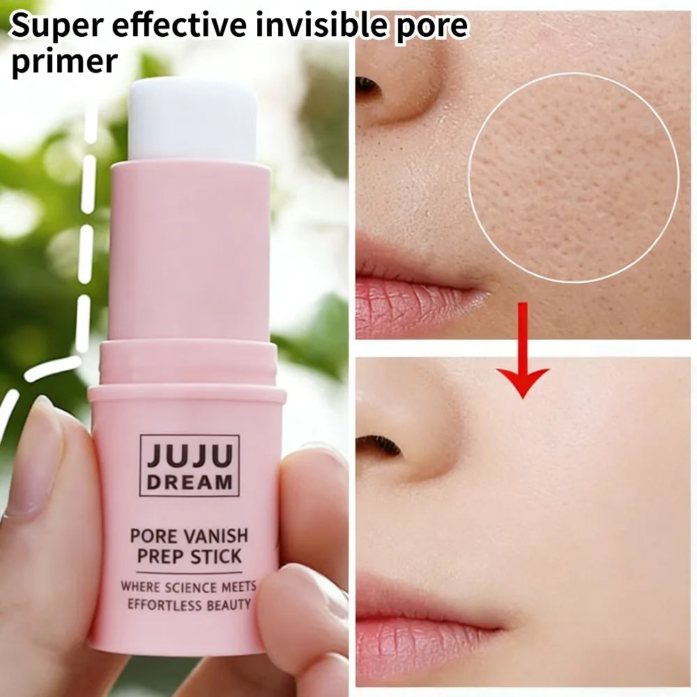 Blushimmer pore minimizing primer stick and hydrating concealer for all skin types, portable travel makeup essential for a flawless base