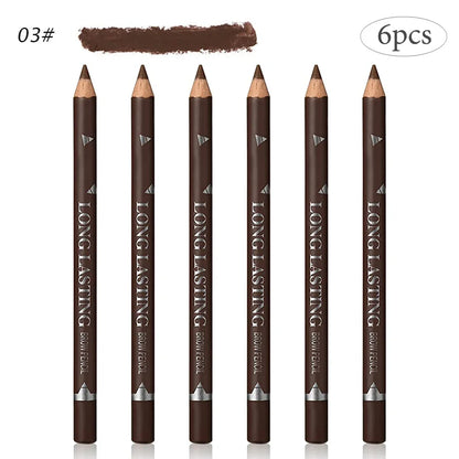 Set of 6/12 waterproof eyebrow pencils by Blushimmer for natural black and brown eye makeup, professional and easy to use.