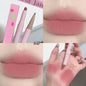 Blushimmer double-head matte lipstick and lip liner pencil in nude pink and sexy red shades with long-lasting, waterproof, velvet finish