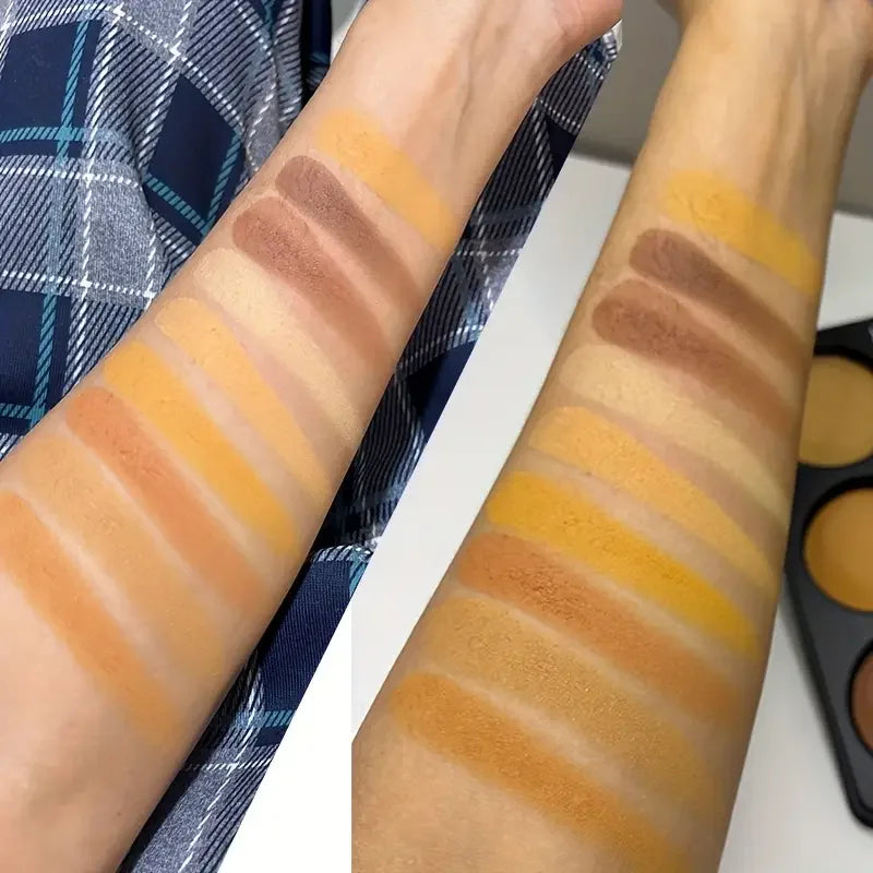 9-Color Dark Bronze Foundation Palette, Contouring, Concealer, Makeup Setting, Oil-Control Foundation, Shadow, Nose Shadow Palette, Matte Natural with Delicate Glitter