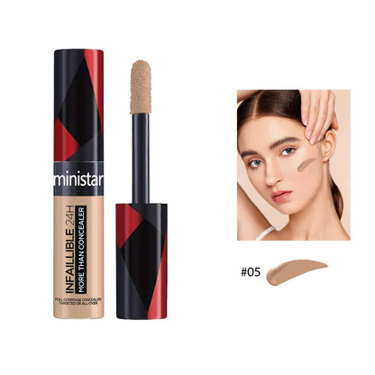 Blushimmer full coverage waterproof concealer in a compact, designed for sweat and stain resistance, perfect for flawless skin makeup.