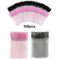 Set of 100 disposable eyelash extension brushes and spoolies by Blushimmer, micro mascara wands and lash combs for professional use.