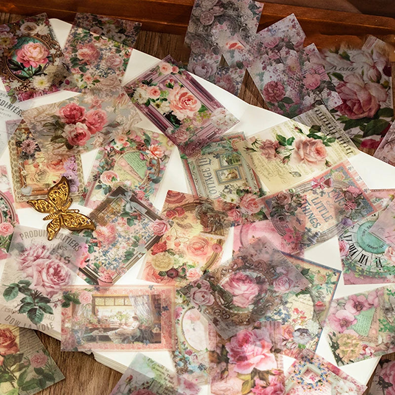 Mr. Paper, 50 Sheets/book,plant and Flower Themed Material Paper, Scrapbook, Diary, Decorative Wall Paintings,collage Card Paper