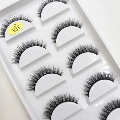 Set of five pairs of natural 3D mink false eyelashes by Blushimmer, ideal for makeup and beauty enhancements.