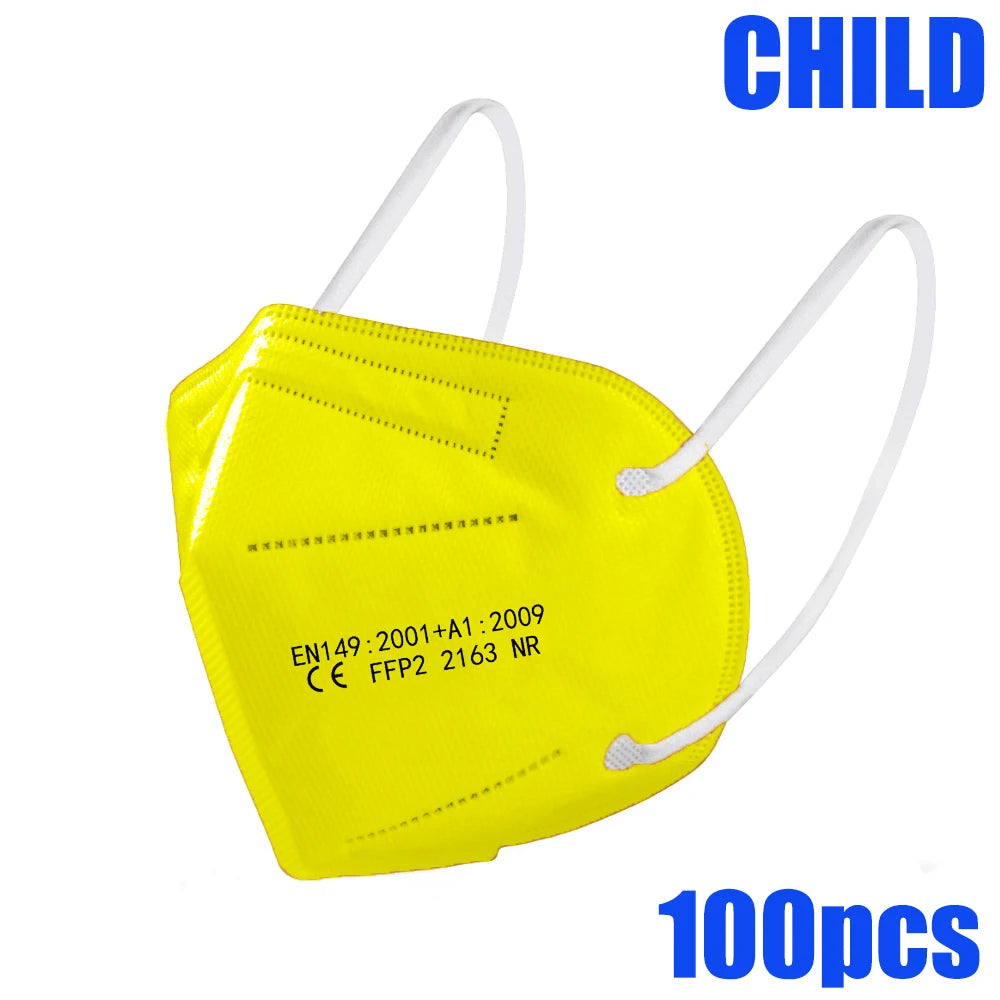 50-100pcs 5Layers Kids Facemask KN95 Mask Child Disposable Mask Virus Mouths Fpp2 Covers Dust Full Face Masks Non-woven Fabric
