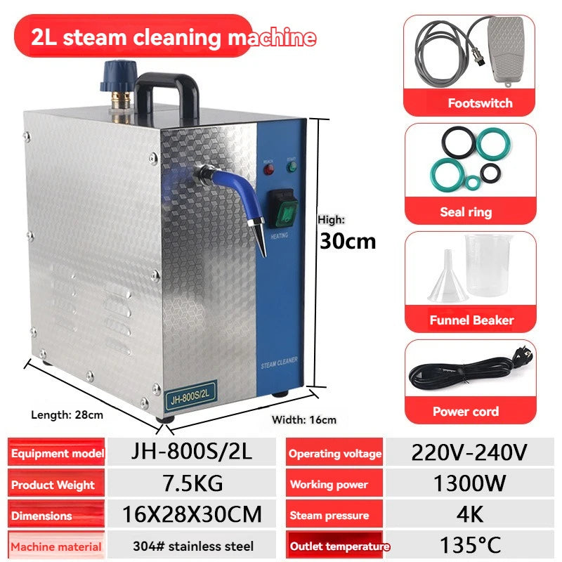 Jewelry Cleaner Machine, Professional Jewelry Steam Cleaner Machine 1300W 2L, Stainless Steel Jewelry Cleaning Equipment