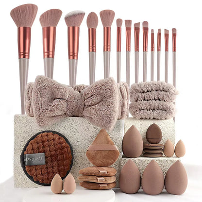 Blushimmer 33-piece makeup sponge set with large and small beauty blenders for flawless makeup application and removal.