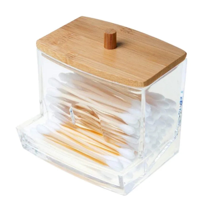 Bathroom Organizer Accessories Set Makeup Holder Storage with Clear Plastic Lids, Cotton Ball/Swabs Dispenser, Organizer Jar