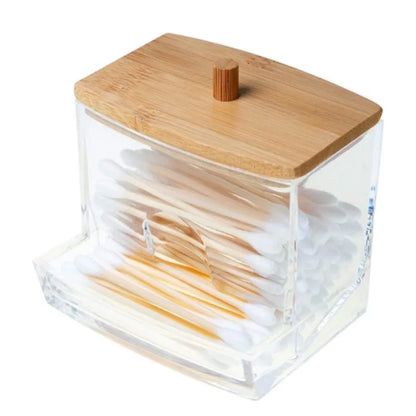 Bathroom Organizer Accessories Set Makeup Holder Storage with Clear Plastic Lids, Cotton Ball/Swabs Dispenser, Organizer Jar
