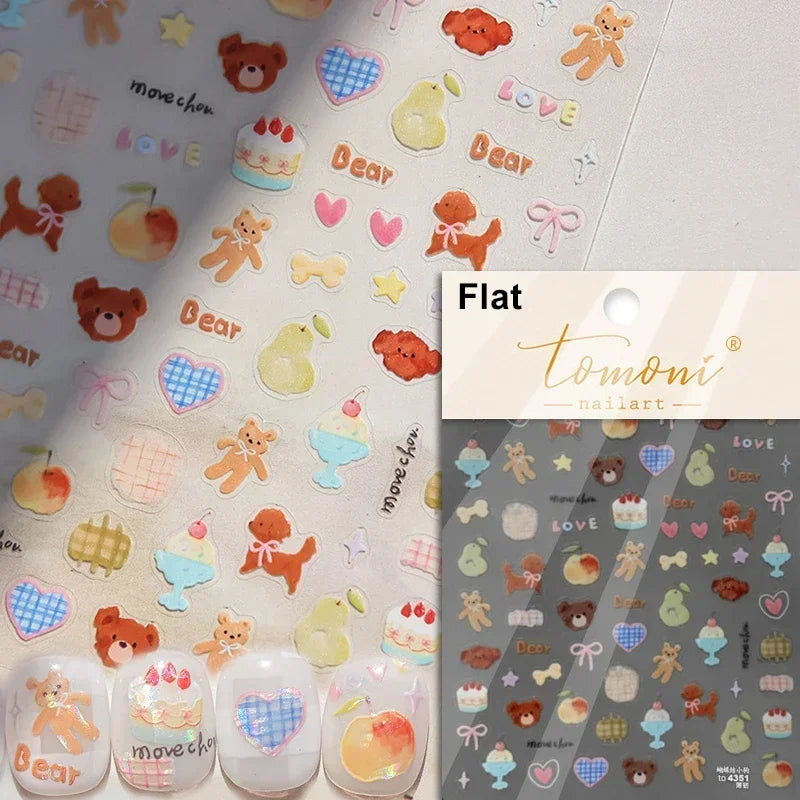 Colorful Cat's Eye 5D Gradient European Love Heart Gem nail art stickers with wing crystals for manicure decoration by Blushimmer.