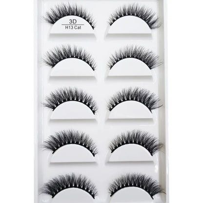 Set of five 3D mink false eyelashes by Blushimmer, natural-looking, lightweight eyelash extensions for makeup and beauty use.