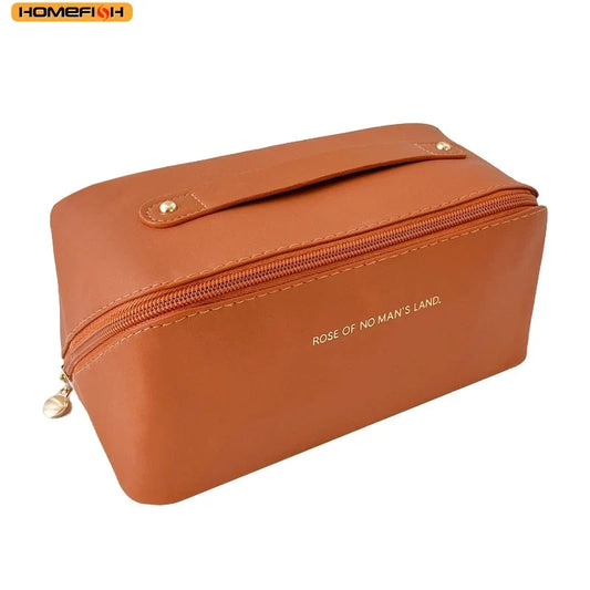 Blushimmer HOMEFISH luxury makeup organizer with zipper, cosmetic storage pouch, and travel toiletry bag for women.