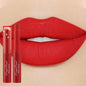 Blushimmer nude matte waterproof lipstick in sexy red velvet shade, long-lasting lip cosmetic for women with a smooth finish.