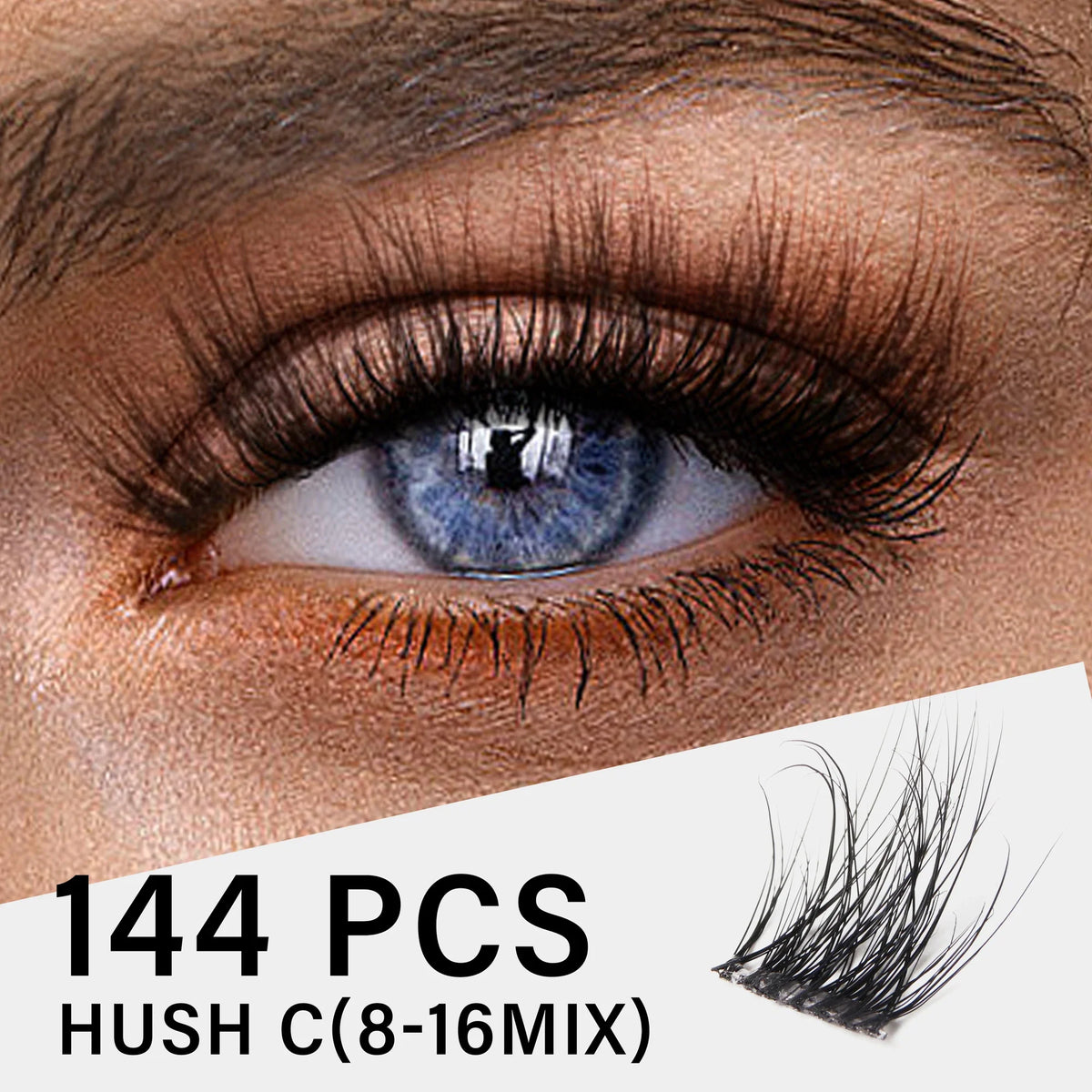 Blushimmer 3D wispy eyelash extension clusters with C curl, thin band, reusable natural lashes for DIY eyelash extensions.