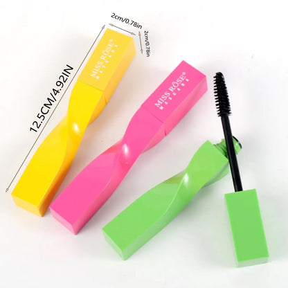 Miss Rose 5D Extreme Volume Waterproof Mascara by Blushimmer, showcasing the curling mascara wand and finished lashes.