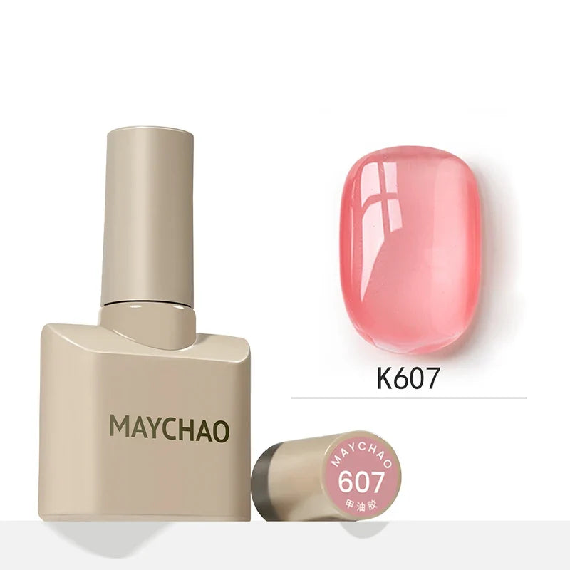 Blushimmer MAYCHAO 12ml jelly gel nail polish top coat for semi-permanent UV LED gel nail art and long-lasting manicure.