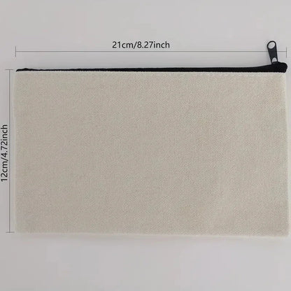 5pcs Blank Canvas Zipper Pouch Bulk, Makeup Bag Pencil Case For Cosmetic & DIY Crafts, Independence Day