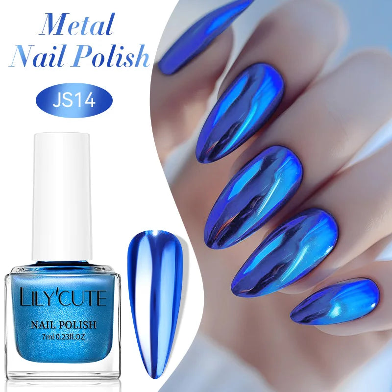 Blushimmer LilYCute 7ml metallic nail polish bottle with red and purple mirror effect, perfect for glossy, UV-free nail designs