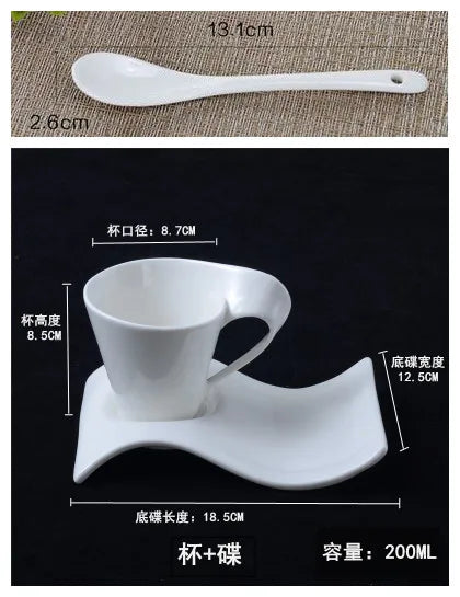 Creative Wavy Ceramic Espresso Cup Home Breakfast Dessert Milk Mug White Porcelain Coffee Cup Couple Mug Gift Home Decor Modern