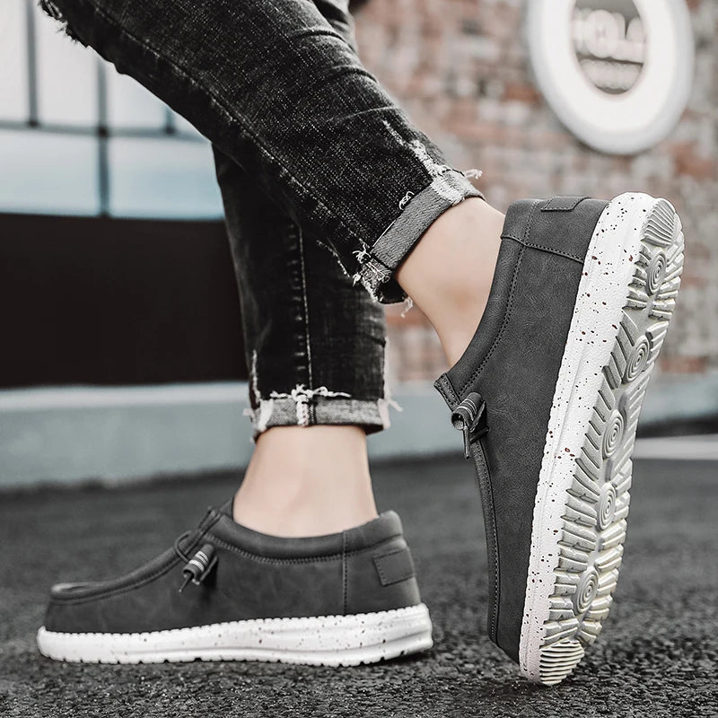 Men's Slip-On Casual Loafers Lightweight Comfortable Canvas Shoes Stretch Loafer Non Slip Breathable Boat Shoes for Men