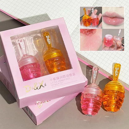 Blushimmer Kleines Honeypot Lippenöl with water-based formula, moisturizing and fading lip pattern, Dudu Lips water lip balm in a small jar