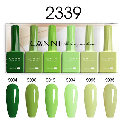 Blushimmer CANNI Nail Gel Polish Kit with 6 jade, nude, pink shades in 9ml bottles, HEMA free, ideal for French and natural nail designs